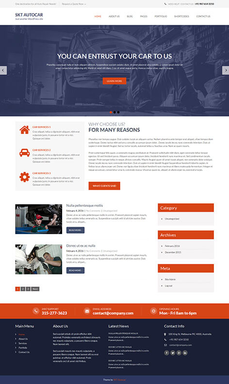 free car repair wordpress theme for car repair workshops and garages
