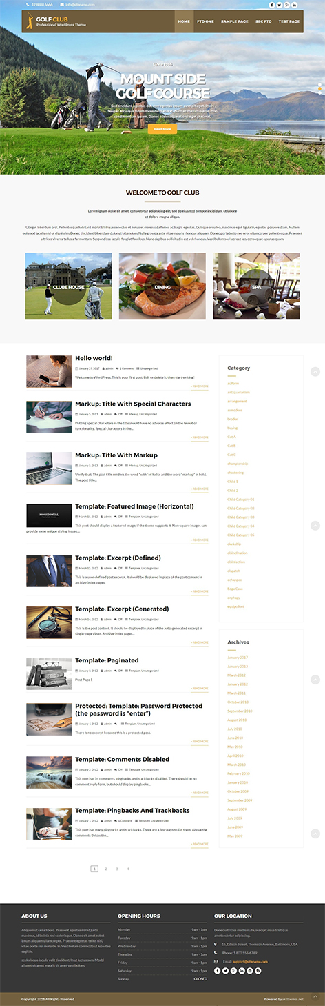 free golf WordPress theme
