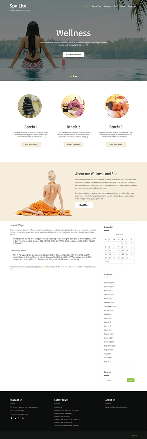 free beauty spa WordPress theme