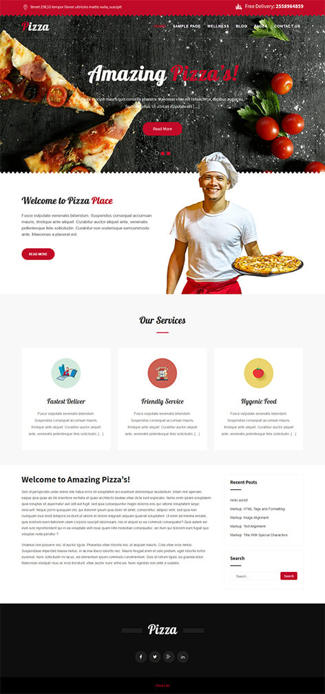 Free Pizza Wordpress Theme