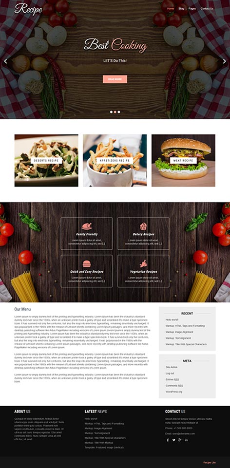 Free recipe WordPress theme