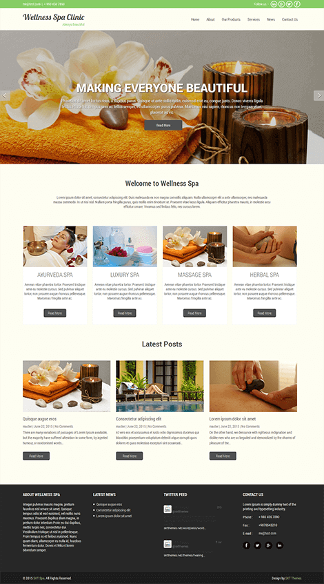 Free spa salon WordPress theme