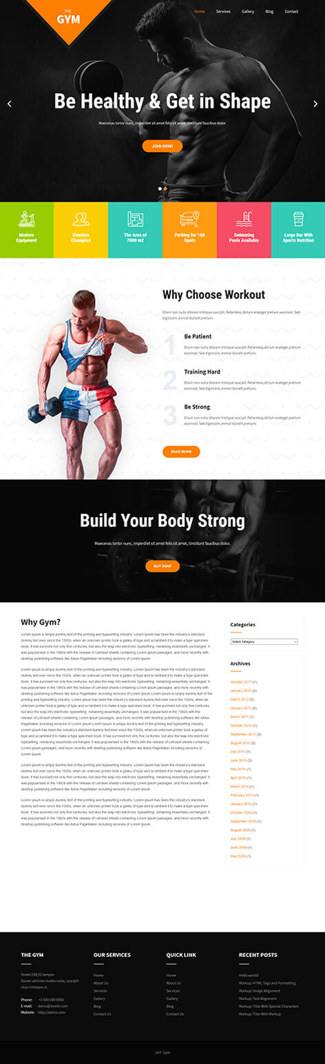 free fitness trainer WordPress theme