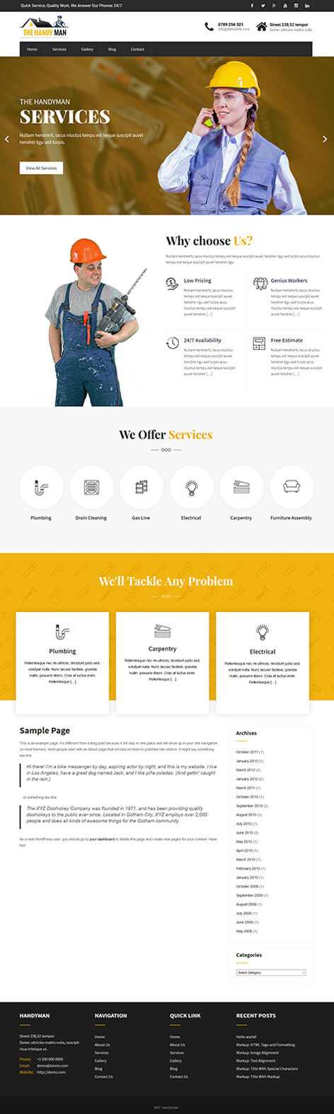 free home services WordPress theme