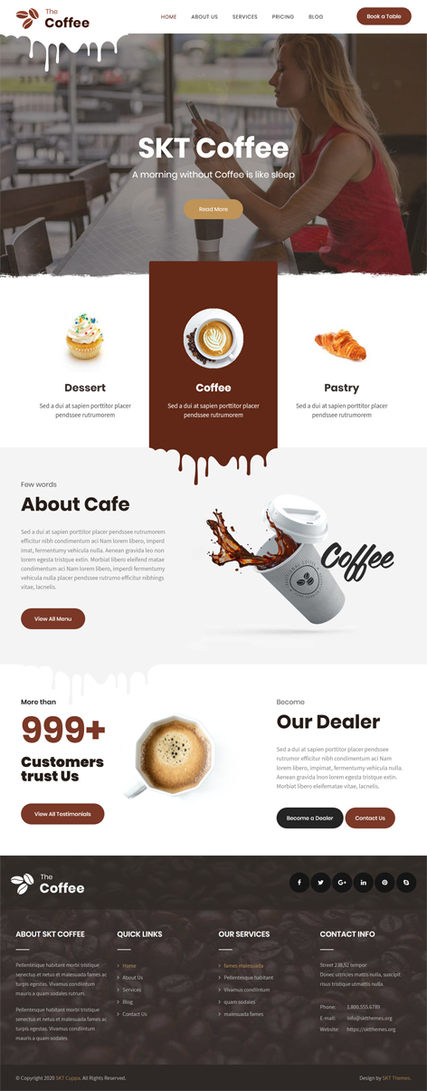 Free Cafe WordPress theme