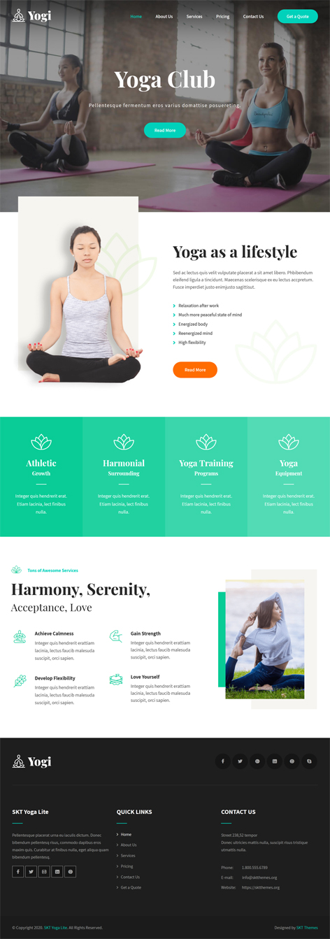 free yoga WordPress theme