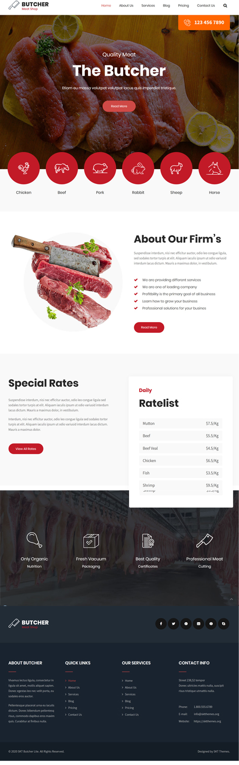 Free Butcher Shop WordPress Theme For Online Meat Selling Website