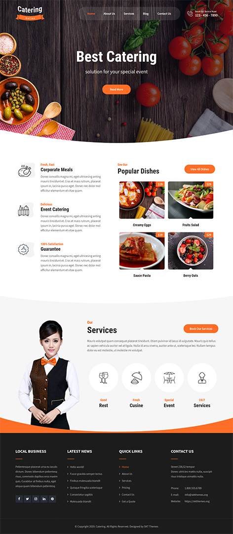 Free Food Ordering WordPress Theme