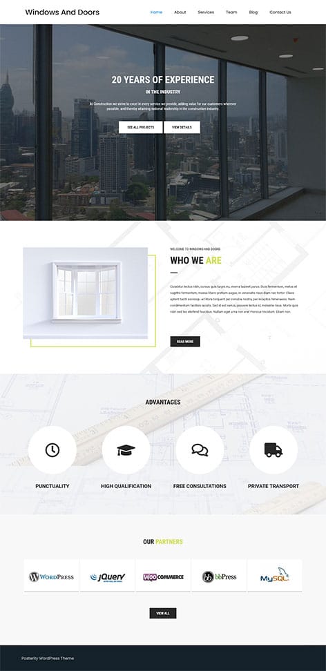 Free Double glazing WordPress theme