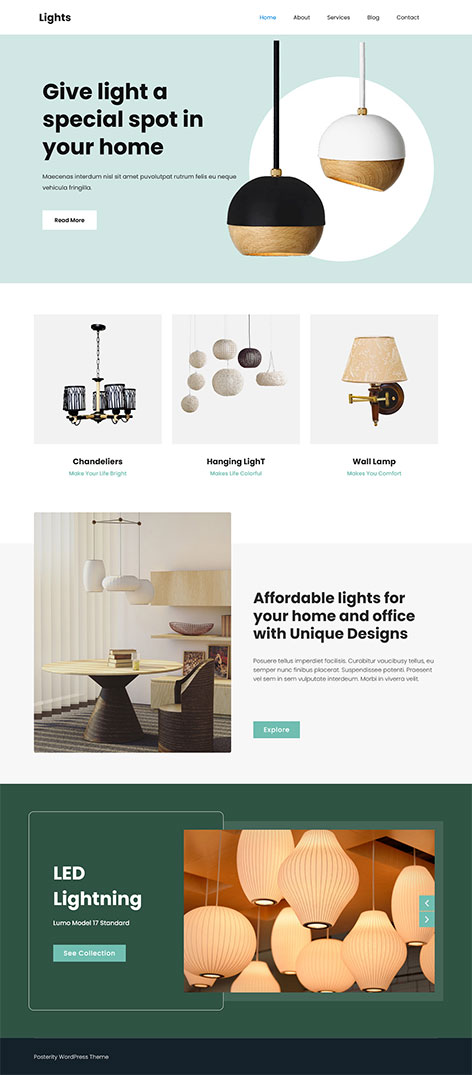 Free Lighting Shop WordPress Theme
