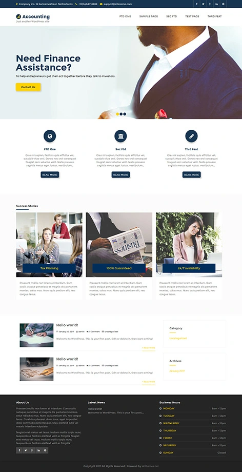 Free Accounting firm WordPress theme