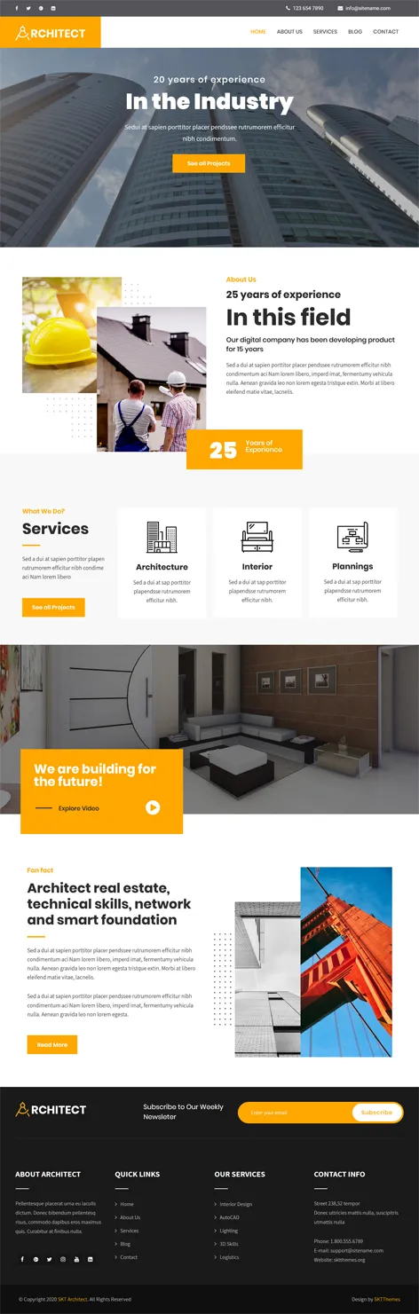 Free Architect Portfolio WordPress Theme