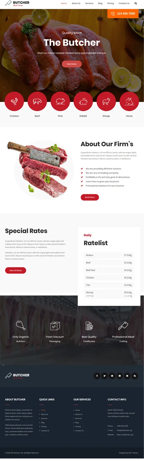 Free Butcher Shop WordPress Theme
