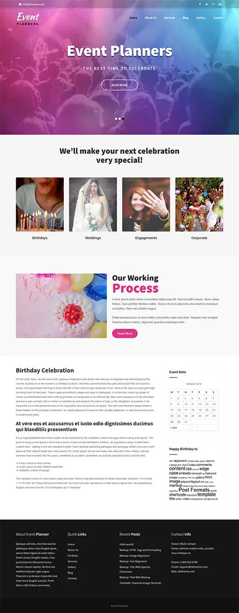 Free Event Planner WordPress Theme