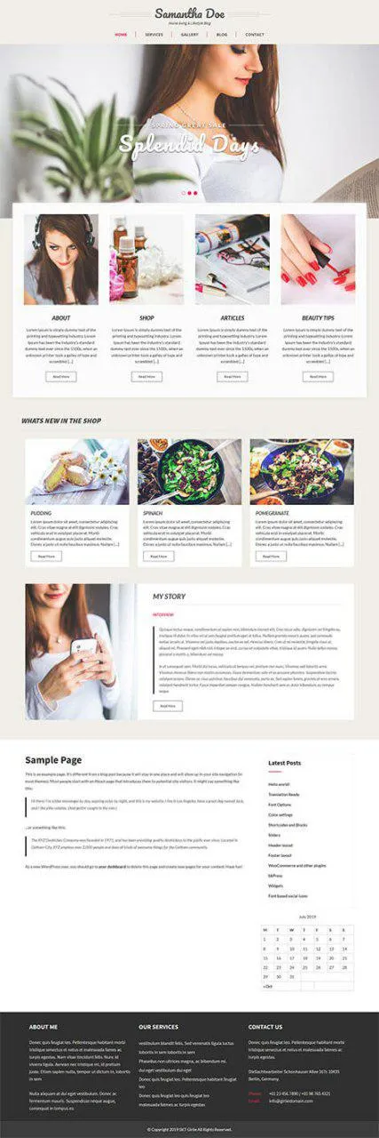 Free Feminine And Women WordPress Theme