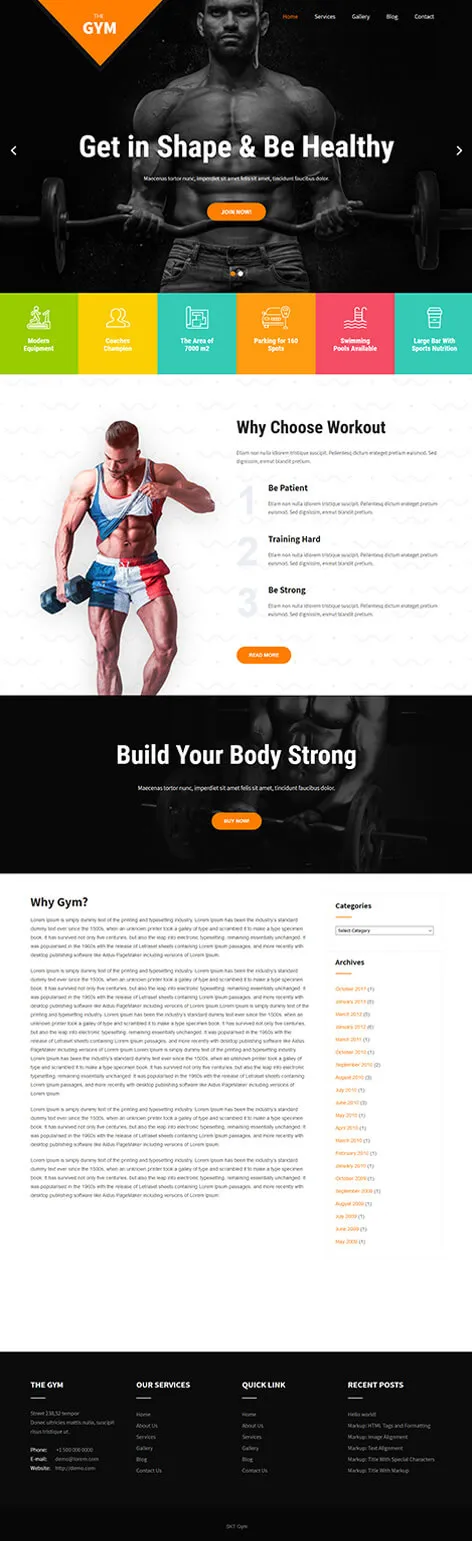 Free Fitness Trainer WordPress Theme