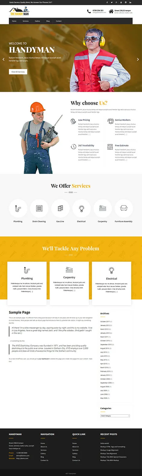 Free Home Services WordPress Theme