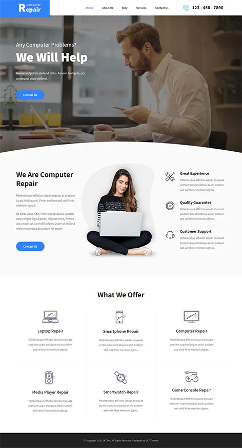 Free Laptop Repair WordPress Theme