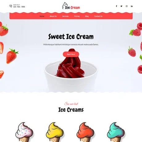 Free Ice Cream Shop WordPress Theme