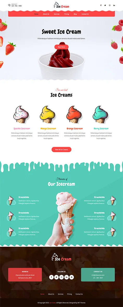 Free Ice Cream Shop WordPress Theme