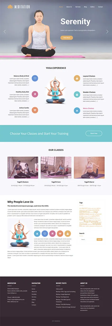 Free Meditation Studio WordPress Theme