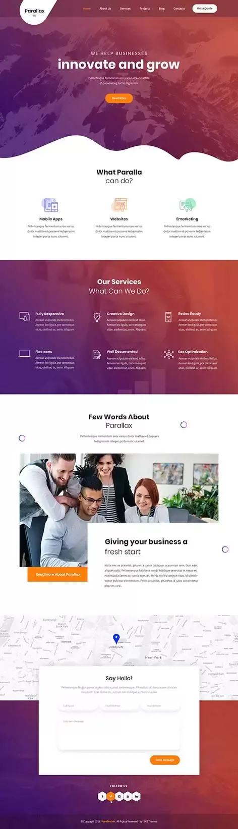 Free Parallax WordPress Theme