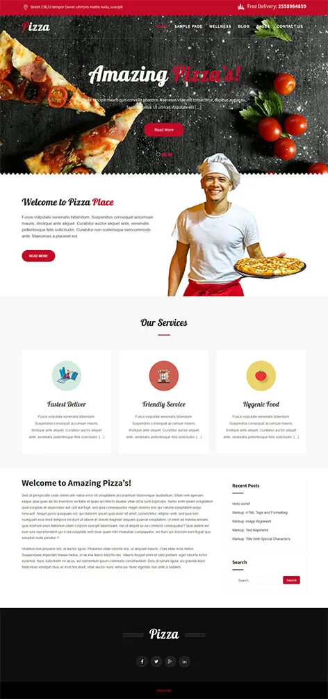 Free Pizza Delivery WordPress Theme