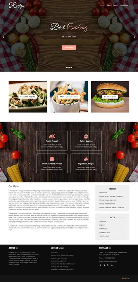 Free Recipe WordPress Theme