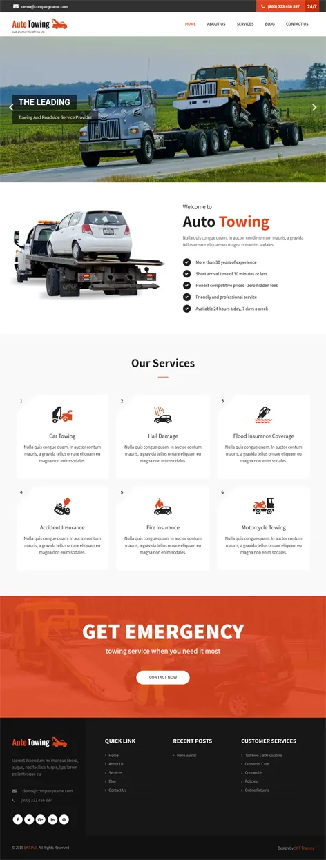 Free Transportation WordPress Theme