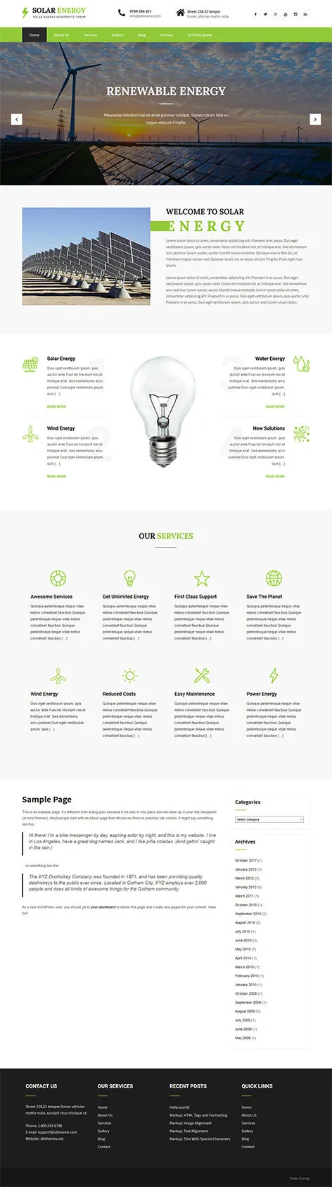 Free Renewable Energy WordPress Theme