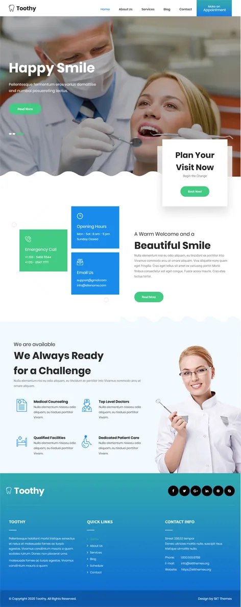 Free Dentist WordPress Theme