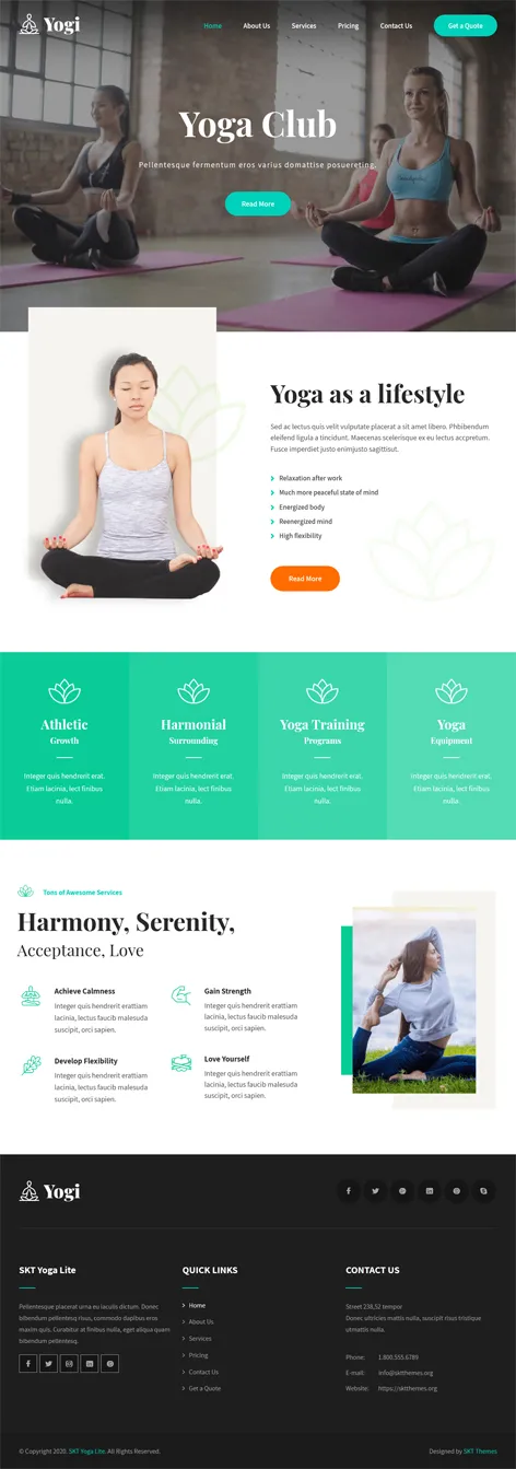 Free Yoga WordPress Theme