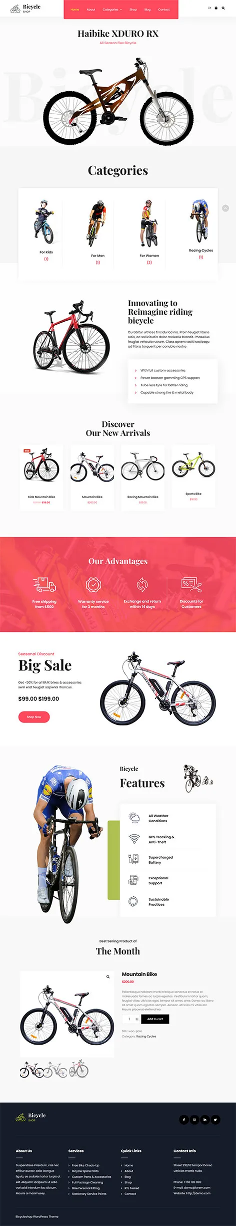 WooCommerce Ready Free Cycling WordPress Theme for Bike Shop