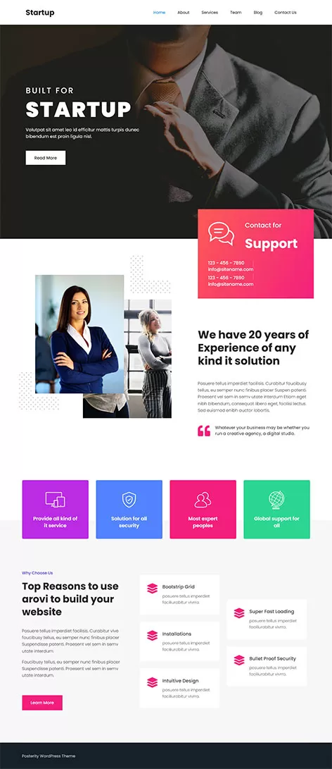 free startup WordPress theme