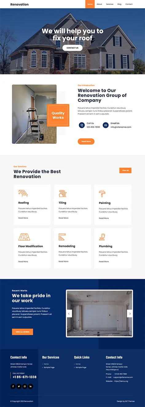 Free Home Renovation WordPress Theme