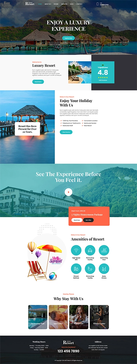 free luxury hotel WordPress theme