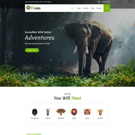 free wild safari WordPress theme