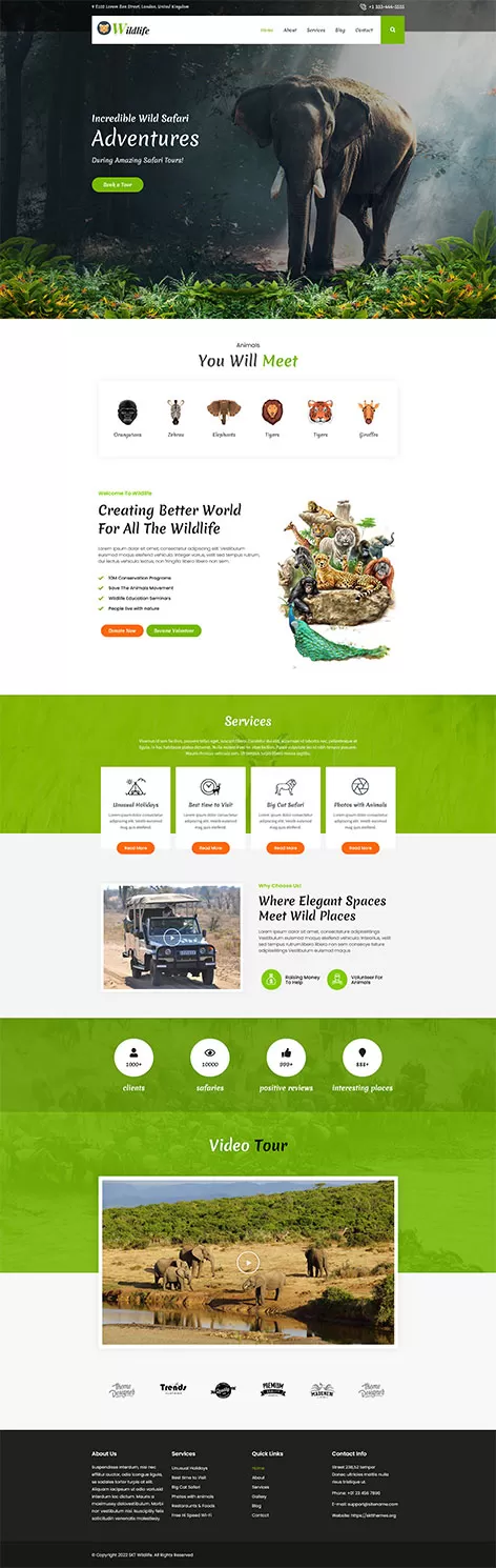 free wild safari WordPress theme