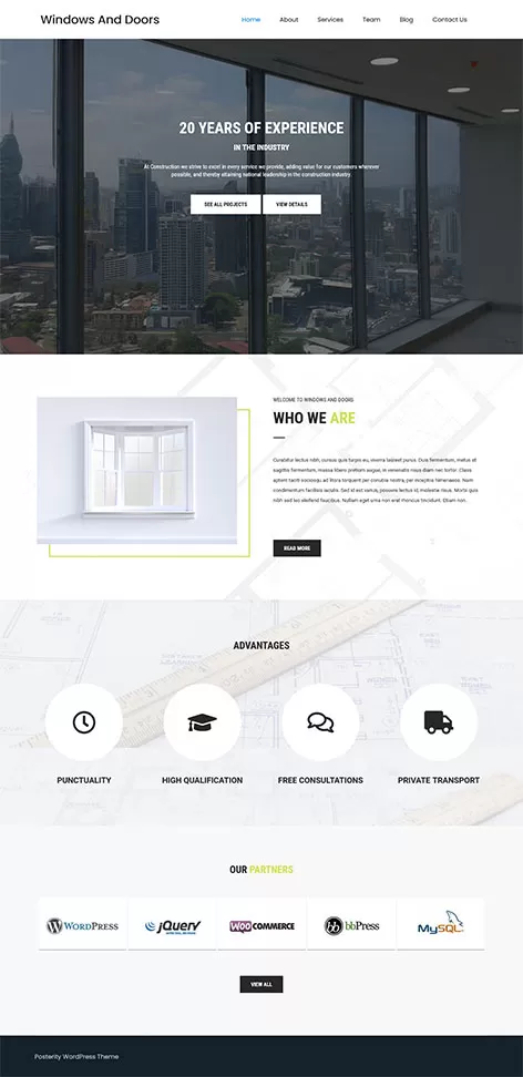 Free Double Glazing WordPress Theme