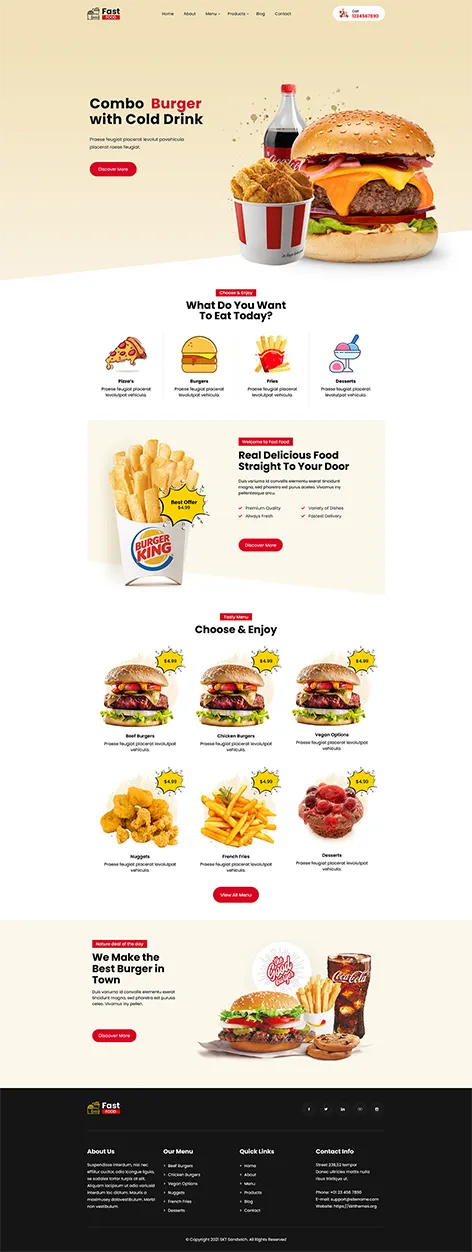 free sandwich delivery WordPress theme