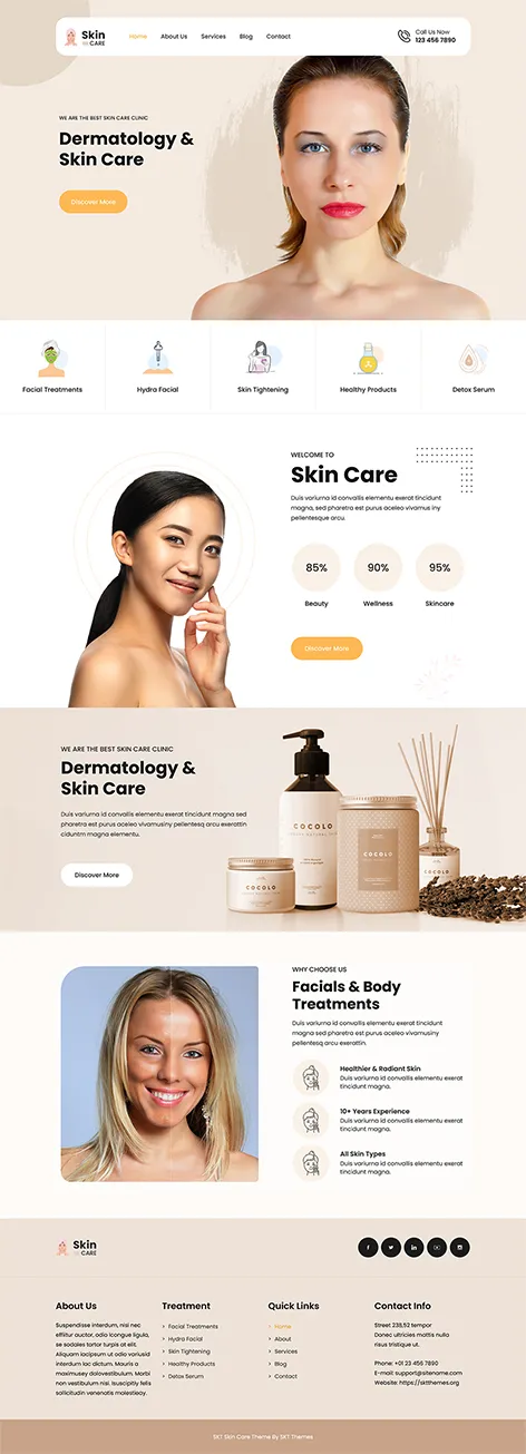 free cosmetology center WordPress theme