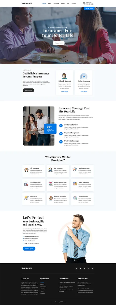 free insurance services WordPress theme