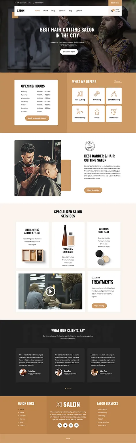 free hair salon WordPress theme