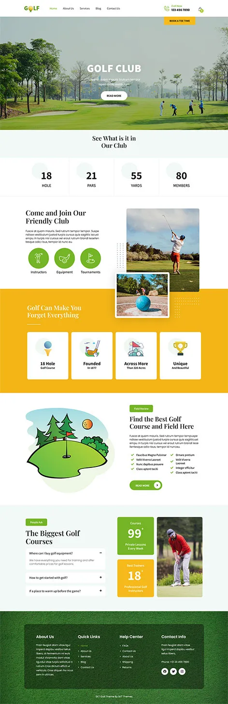 Free Golf Tournament WordPress Theme