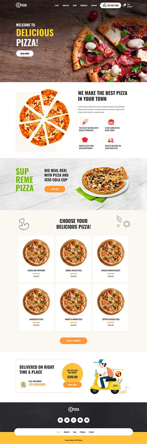 free pizza shop WordPress theme
