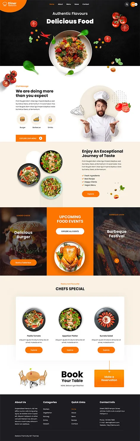 Free Fast Food Restaurant WordPress Theme