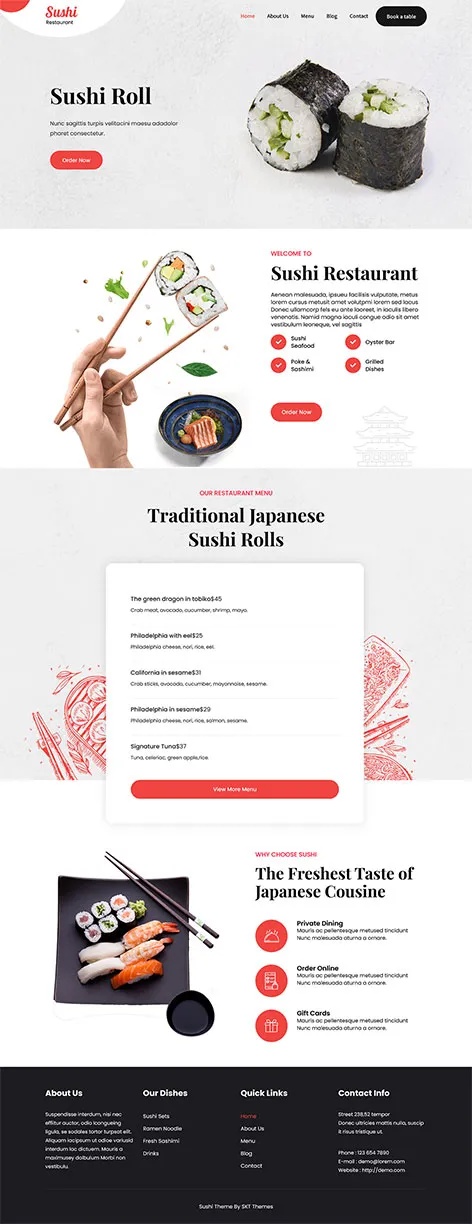 free sushi restaurant WordPress theme