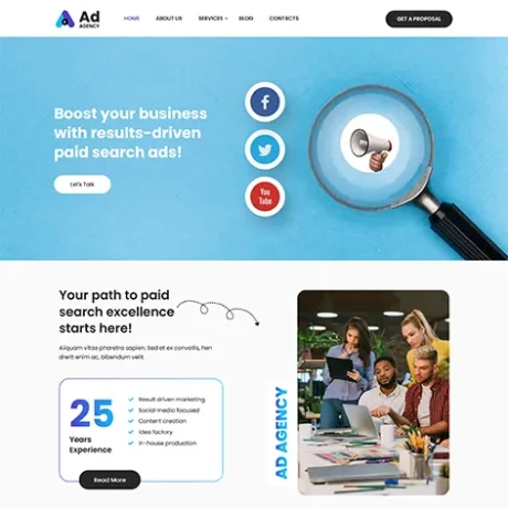 Ad Agency Lite - Free Marketing Agency WordPress theme