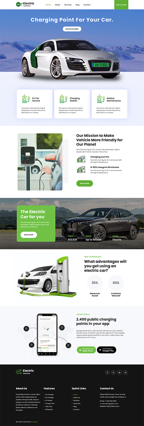 Free Electric Vehicle Charging WordPress Theme for EV Stations and Green Mobility