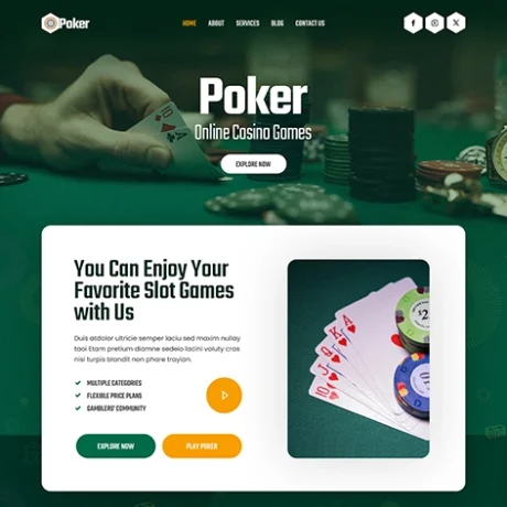 Online Poker Website WordPress Theme with real-time table lobby display